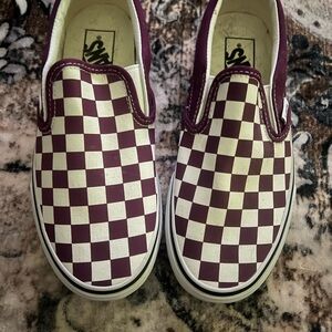 Vans Purple and White Sneakers Classic Slip-On